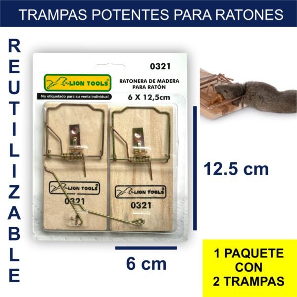 Trampas De Madera 2 Pzas Para Ratón Mecanismo Palanca Reutilizable