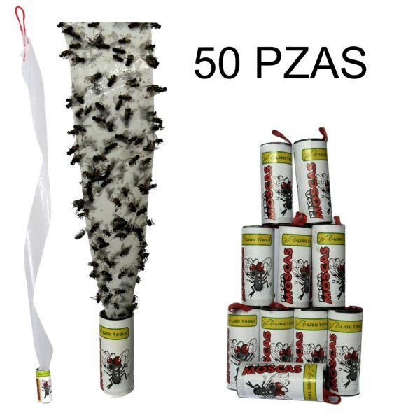 Rollo Tira Pegajosa Para Moscas Insectos Voladores 50 piezas