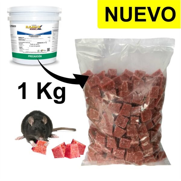 Raticida Veneno Para Ratas Ratones Bromadiolona 1kg Anticoagulante Seca Roedores Cebo Parafinado