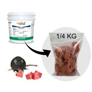 Raticida Veneno Para Ratas Ratones Bromadiolona 1/4 kg Anticoagulante Seca Roedores Cebo Parafinado