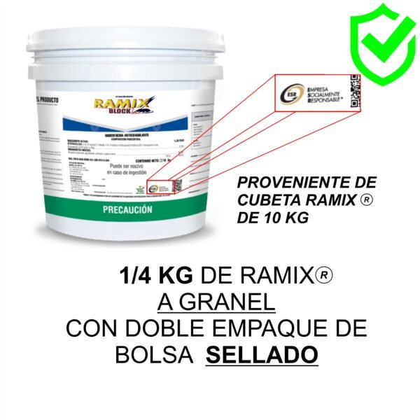 Raticida Veneno Para Ratas Ratones Bromadiolona 1/4 kg Anticoagulante Seca Roedores Cebo Parafinado
