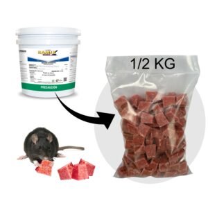 Raticida Veneno Para Ratas Ratones Bromadiolona 1/2 kg Anticoagulante Seca Roedores Cebo Parafinado