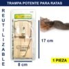 Trampa De Madera 1 Pza Para Rata Mecanismo Palanca Reutilizable